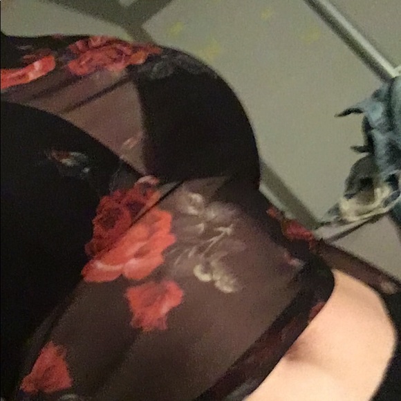 Rose mesh turtleneck top, street wear society in a medium. - Picture 3 of 4